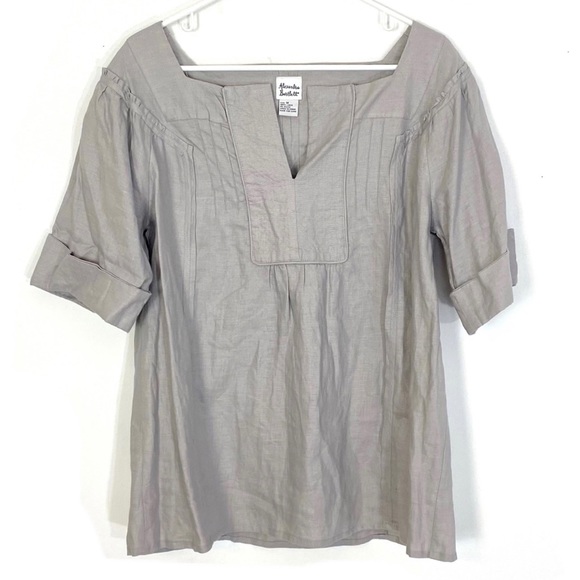 Alexandra Bartlett Linen Pullover Blouse Grey M